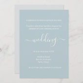 Dusty Blue Gray White Minimalistisch Elegante Hoch Einladung (Vorne/Hinten)