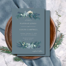 Dusty Blue Gray Winter Floral Wedding