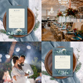 Dusty Blue Gray Winter Floral Wedding Einladung
