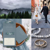 Dusty Blue Gray Winter Floral Wedding Geschenkanhänger