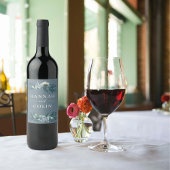 Dusty Blue Gray Winter Floral Wedding Weinetikett