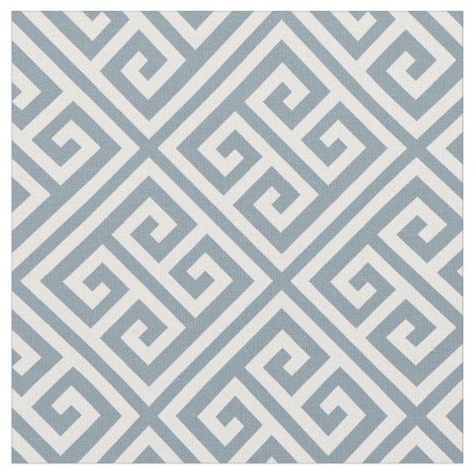 Dusty Blue Greece Key Pattern Stoff (Nahaufnahme)