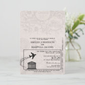 Dusty Blue Greece Passport Hochzeitseinladung Einladung (Stehend Vorderseite)