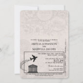 Dusty Blue Greece Passport Hochzeitseinladung Einladung (Vorderseite)
