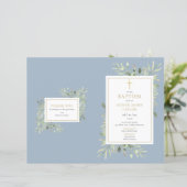 Dusty Blue Green Baptism Christening Program (Stehend Vorderseite)