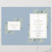 Dusty Blue Green Baptism Christening Program (Vorderseite)
