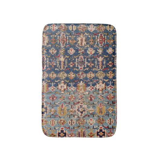 Dusty Blue Green Kuba Yellow Bands  Badematte (Vorderseite Vertikal)