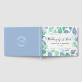 Dusty Blue Green Leaf Wasserfarbe bemalt Hochzeit Gästebuch (Voll)