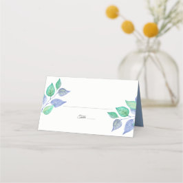 Dusty Blue Green Watercolor Foliage Hochzeit Platzkarte