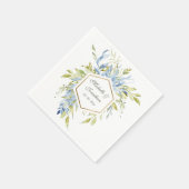Dusty Blue Green Watercolor Greenerity Gold Frame Serviette (Ecke)