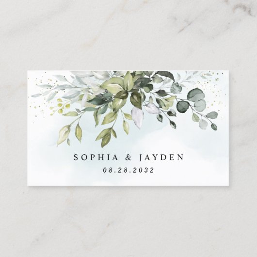 Dusty Blue Green Wedding Online RSVP Cards Visitenkarte (Rückseite)
