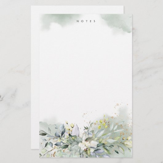 Dusty Blue Greenerage Foliage Blätter Personalisie Briefpapier (Vorne/Hinten)