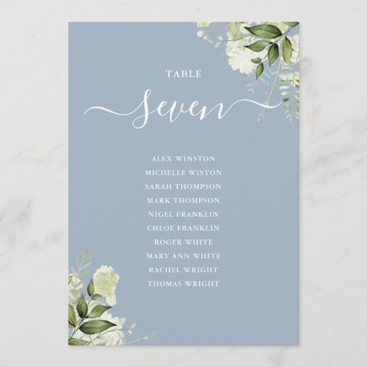 Dusty Blue Greeneration Sitzplan Tischnummer (Vorderseite)