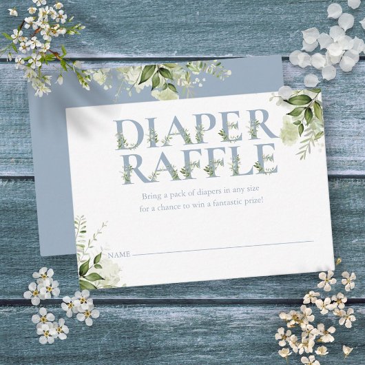 Dusty Blue Greenerenery Diaper Raffle Baby Dusche Begleitkarte