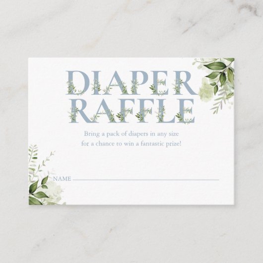 Dusty Blue Greenerenery Diaper Raffle Baby Dusche Begleitkarte (Vorderseite)