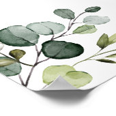 Dusty Blue Greenerity Blätter Hochzeit Begrüßungsz Poster (Ecke)