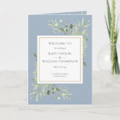 Dusty Blue Greenerity Foliage Wedding Programm (Vorderseite)