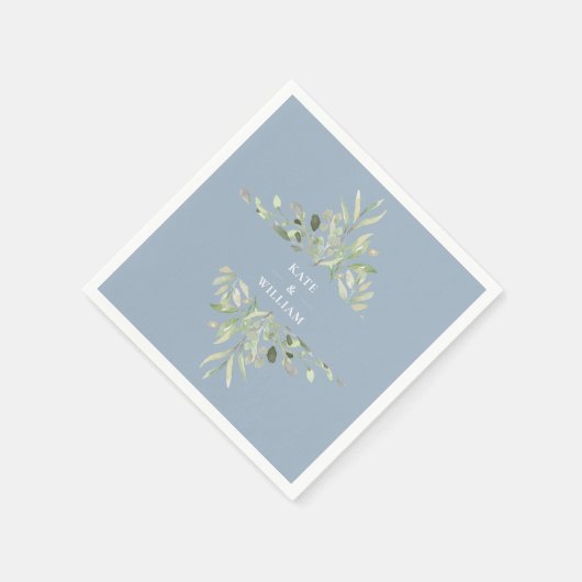Dusty Blue Greenerity Foliage Wedding Serviette (Ecke)