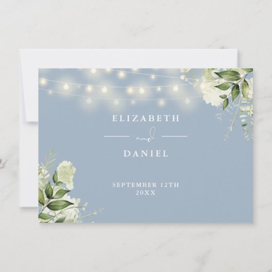 Dusty Blue Greenerity Hochzeitsinformationen Einladung (Rückseite)