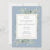 Dusty Blue Greenerity in einem QR Code Wedding Einladung (Vorderseite)