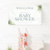 Dusty Blue Greenerity Letter Baby Dusche Empfang Banner (Insitu)