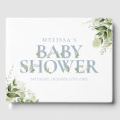 Dusty Blue Greenerity Letter Baby Shower Gästebuch (Vorderseite)