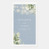 Dusty Blue Greenerity String Lights Wedding Serviette (Vorderseite)