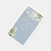 Dusty Blue Greenerity String Lights Wedding Serviette (Ecke)