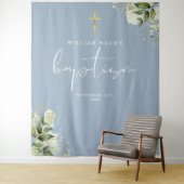 Dusty Blue Greenerity Taufe Foto Hintergrund Wandteppich (Beispiel)