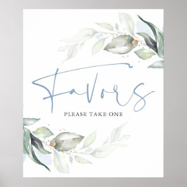 Dusty Blue Greenerity und Gold Blätter Favoriten S Poster