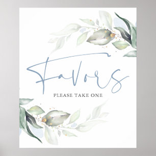 Dusty Blue Greenerity und Gold Blätter Favoriten S Poster