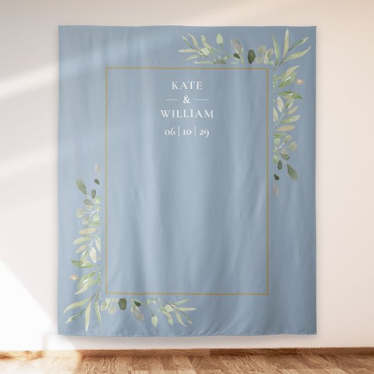 Dusty Blue Greenerity Wedding Foto Stand Hintergru Wandteppich