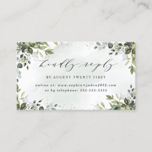 Dusty Blue Greenerity Wedding Online RSVP Cards Visitenkarte