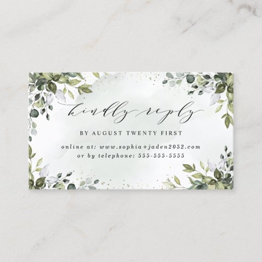 Dusty Blue Greenerity Wedding Online RSVP Cards Visitenkarte (Vorderseite)