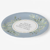 Dusty Blue Greenerity Wedding Paper Plate Pappteller (Schrägansicht)