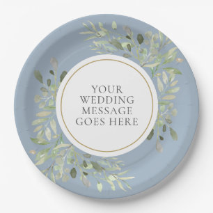 Dusty Blue Greenerity Wedding Paper Plate Pappteller