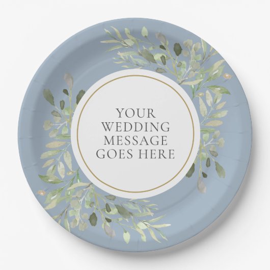 Dusty Blue Greenerity Wedding Paper Plate Pappteller (Vorderseite)