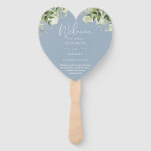 Dusty Blue Greenerity Wedding Program Heart Fächer (Vorderseite)