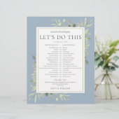 Dusty Blue Greenerity Wedding Zeitplan Timeline (Stehend Vorderseite)