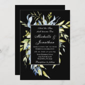 Dusty Blue Greenery auf der Christlichen Black Wed Einladung (Vorne/Hinten)