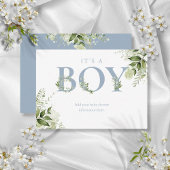 Dusty Blue Greenery Baby Shower Enclosure Card Begleitkarte
