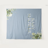 Dusty Blue Greenery Baby Shower Foto Hintergrund Wandteppich (Vorderseite (Horizontal))