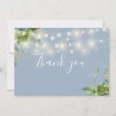 Dusty Blue Greenery Blumenstrauß Dankeskarte (Vorderseite)