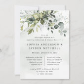 Dusty Blue Greenery Boho Hochzeit Probe Dinner Einladung (Vorderseite)
