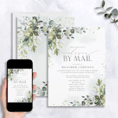 Dusty Blue Greenery Elegantes virtuelles Brautpart Einladung