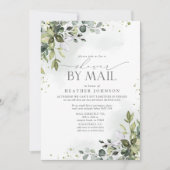 Dusty Blue Greenery Elegantes virtuelles Brautpart Einladung (Vorderseite)