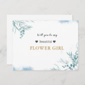 Dusty Blue Greenery Eucalyptus Blätter Flower Girl Einladungspostkarte (Vorne/Hinten)