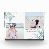 Dusty Blue Greenery Eucalyptus Blätter Wedding Fotoblock (Vorderseite)