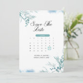 Dusty Blue Greenery Eucalyptus Save The Date (Stehend Vorderseite)