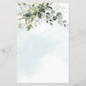 Dusty Blue Greenery Floral Boho Wedding Menu Cards (Rückseite)